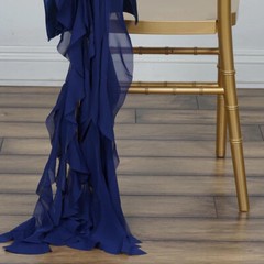 Navy Blue Premium Curly Chiffon CHAIRS Covers Cap SASHES Bows Ties Wedding