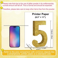 TONIFUL 7.8 Inch Gold Glitter Number 5 Wooden Table Centerpieces Gold-5