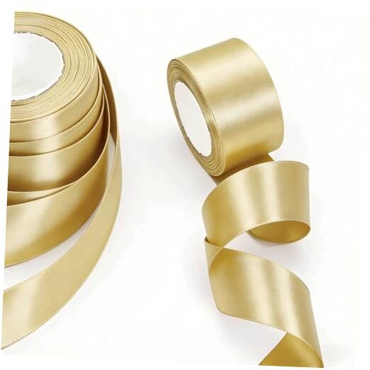 Gold Satin Ribbon 2-Pack, 2 Inch x 25 Yards Each – Premium Solid Fabric gold