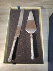 Wedding/Anniversary Champagne Flutes And Cake Server New