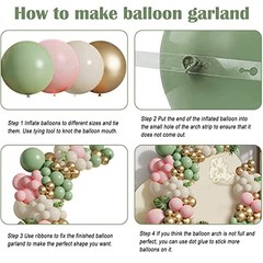 Sage Green Pink Balloons Garland Kit,133pcs Olive Green Blush Pink Sage Pink