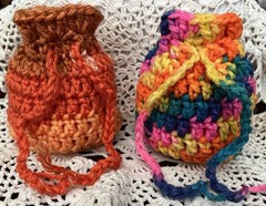 2 Crochet Drawstring Bags Wedding Party Favor Pouch Jewelry Gift Coin Dice Bags