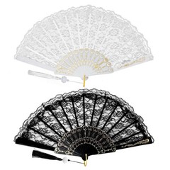Zickupy 2Pcs Lace 9 inches (closed) x 16.5 (open), black, white