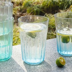 Unbreakable Plastic Drinking Glasses Set of 12, BPA-Free Reusable Clear Blue