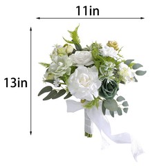 Wedding Bouquet 11 Inch White Artificial Rose Eucalyptus Bridesmaid Keepsake
