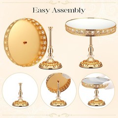 12-PC Gold Cake Stand Set Vintage Cake Stand W/ Crystal Edge & Cupcake
