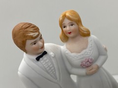 Porcelain Bride & Groom Cake Topper – Figurine Wedding, Engagement Party Decor #