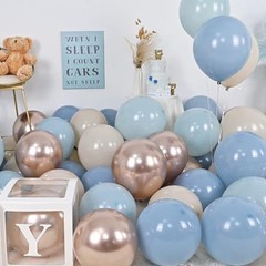 Dusty Blue and Gold Balloons, 60 PCS 12 Inch Sand White Slate Blue Fog Pastel