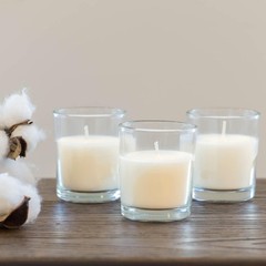 Stonebriar 48 Pack Unscented Long Burning Clear Glass Ivory Wax Filled Votive