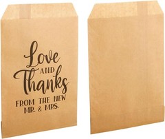 100 Pack Love and Thanks From the New Mr & Mrs for Wedding, Party Favor Bags for