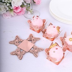 50 Metallic 4 in Mini Butterfly Square Cupcake Dessert PAPER LINERS Party Events