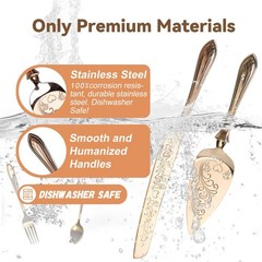 13.78 inch Rose Gold Wedding Cake Knife Server Set SUS304 Stainless Steel