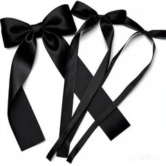 Bow Party Decorations, Satin Ribbon Bows Wall Decor Backdrop Kit, 40PCS Black