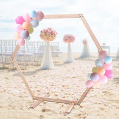 7.1 FT Hexagon Wood Wedding Arch Frame Decor Wood Hexagon Arch Backdrop Stand