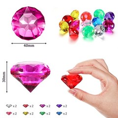 6 Pcs Acrylic Diamond Large Gems Pirate Round Treasure Acrylic 1 Multicolor