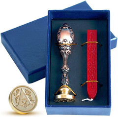 Wax Seal Stamp Kit Letter A Initial Brass Stamp with Red Wax Candle Gift Box