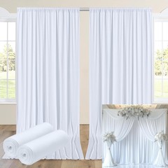 10ft x 14ft Wrinkle-Free White Backdrop Curtain for Elegant Weddings & Events