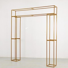 7.5 ft tall 3D Gold Rectangular Metal Wedding Arch Backdrop Stand Decorations