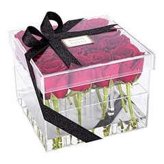 -Clear Tek 7.9 x 7.9 x 5.9 Inch Acrylic Flower Holder, 1 Square Flower 16 holes