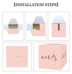 Iridescent Light Pink Card Box for Party 9 x 9 Inch Gift Card Box Holder for …