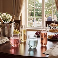 48 Pack Stemless Plastic Wine Glasses 9 oz & 12 oz Disposable Champagne Clear