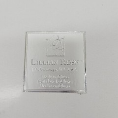 Lillian Rose White Ring Pillow Blush Sash Satin 7″ Square Silver Rhinestones NOS