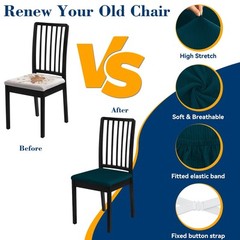 8pcs Dining Room Solid Chair Seat Covers Stretch Spandex Chair Seat Slipcovers