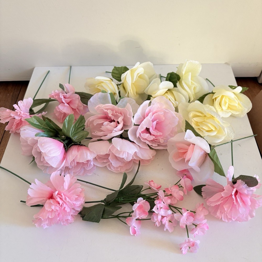 Ling’s Moment Artificial Flowers Box Set of 20 Pink White Wedding