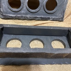Set of 2 Tea Light Concrete and Slate Primitive Outdoor 3 Hole Candle Holder