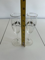 Bride And Groom Clear Glass Champagne Flutes 8″ 3D Pewter