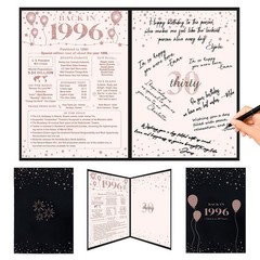 30th Birthday Decorations for Her or Women, Black Pink Back in 1996 Poster, 3…