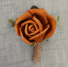 Peach & Terra Cotta Bridal Bouquet Sola Wood Cascading Eucalyptus Wedding Flower
