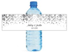 100 Black & White Bokeh Soft Background Wedding Anniversary Water Bottle Labels