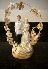 Vintage Unique 1949 Wedding Cake Topper Bride & Groom Pfeil & Holin