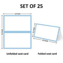 25 PCS Dusty Blue Border Place Cards Blank Name Card Banquet Events04