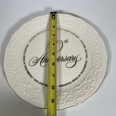 Hallmark 50th Wedding Anniversary Plate White With Gold Trim Writing On Back