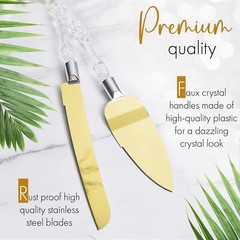 LUSHIG Cake Knife and Server Set | Acrylic Faux Crystal Handles & Premium 420…
