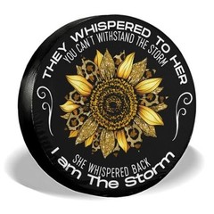 Father’s Day PVC Spare Tire Cover for Size 14 for Diameter 24″-27″ Sunflower