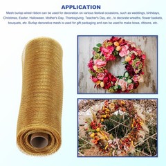 10 Inch Glitter Poly Burlap Mesh for Mesh Ribbon 10 Yard Light Coffee & Gold