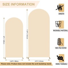 FANPROMS Beige Spandex Arch Cover Set of 2 Arch Covers Stretchy Backdrop Chia…