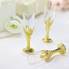 12 CLEAR GOLD Mini 4″ Champagne Flutes Party Favor Gift Holders