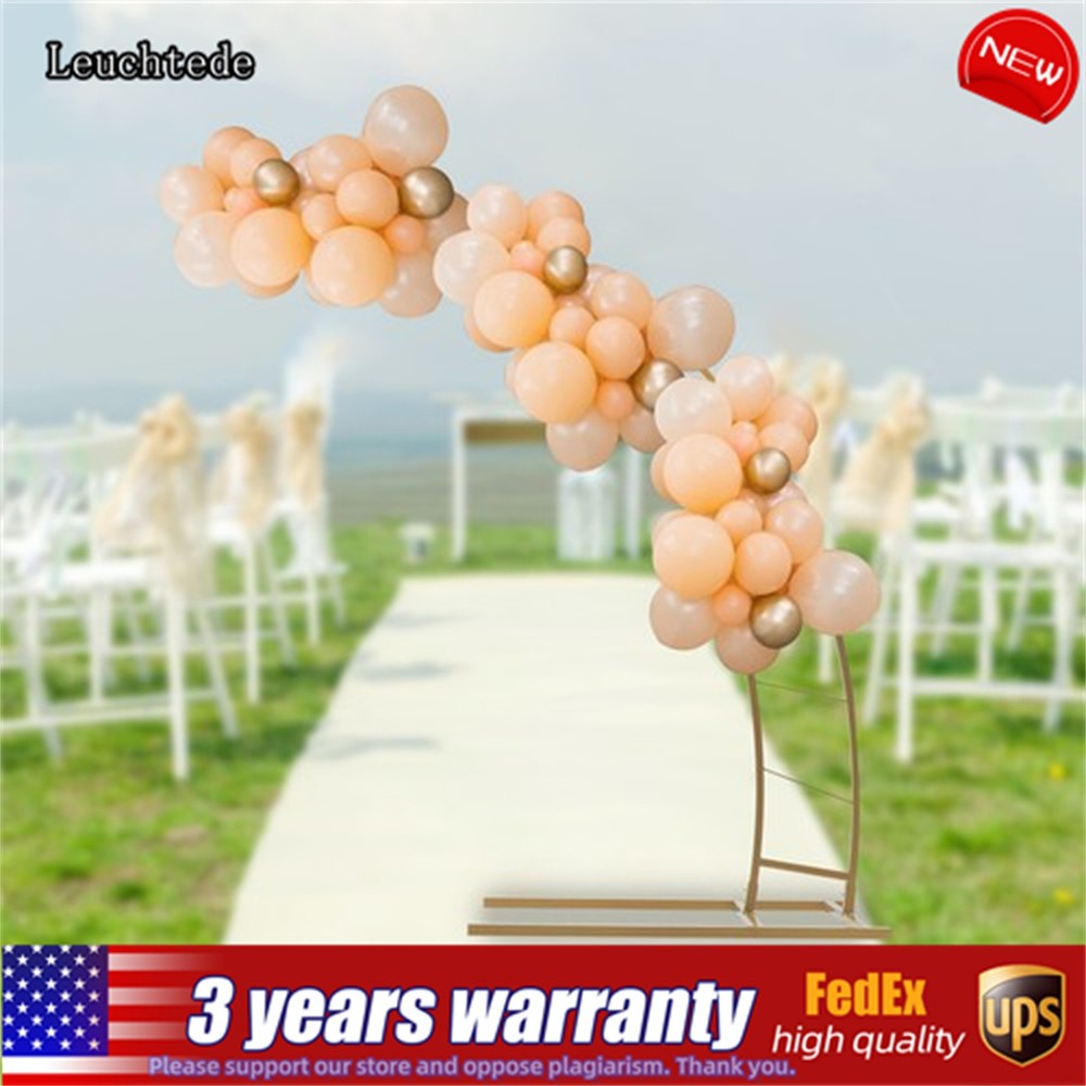 6.5ft Gold Metal Crescent Moon Wedding Arch Stand, Curved Flower Balloon Frame