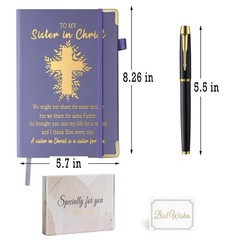 Sister in Christ Gifts for Women In Leather Journal Purple