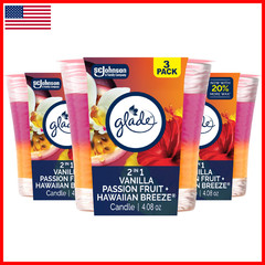 Glade 1-Wick 2In1 Scented Candle Jar Hawaiian Passion Fruit Air Freshener