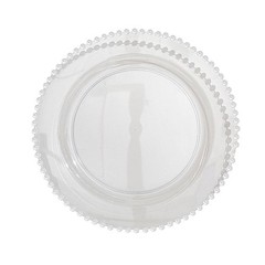CLEAR 10 Round 10″ Plastic Salad PLATES Beaded Rim Party Events Decorations