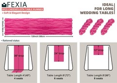 FEXIA 3 Pack Rose Red Table Runner 35×120 Inches for 3 Pack-10FT,