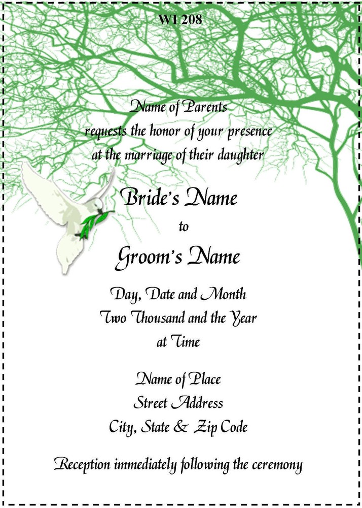 50 WEDDING INVITATIONS Tree Palm letter Orchid Printed Card 5×7 Envelope tree