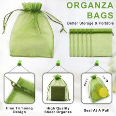 Elegant Green Organza Bags 4×6 – 50 Pack Drawstring Pouches for Any Occasion