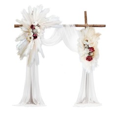Pampas Grass Bridal Bouquet BOHO Burgundy Sola Wood Tan Cream Ivory Bridesmaid