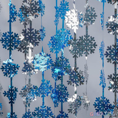Silver Blue Snowflake Fringe Curtain – Winter Onederland Streamers Backdrop wit